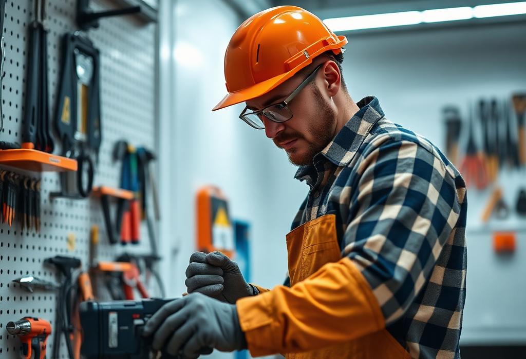 Handwerker bei der Arbeit in einer modernen Werkstatt